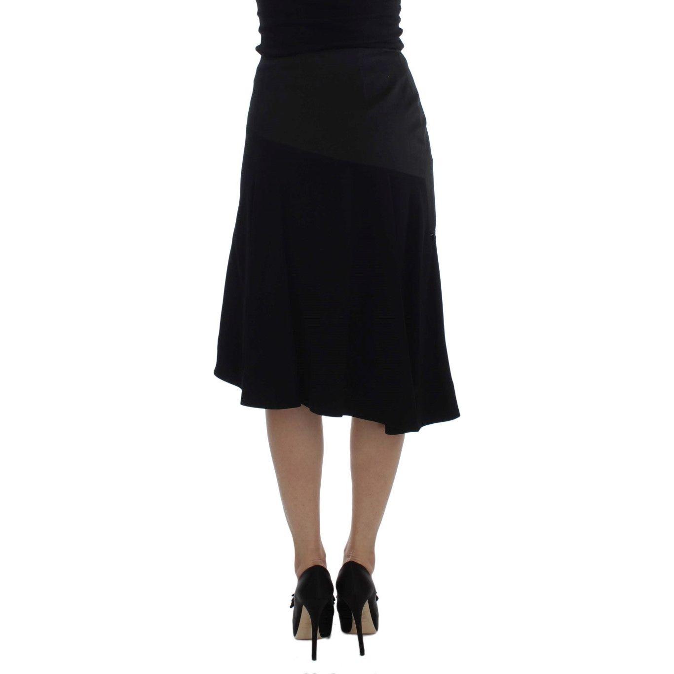 Exte Black Blue Cotton Stretch Straight Skirt