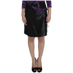 Exte Black Wool Silk Above Knee Straight Skirt