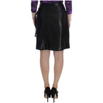 Exte Black Wool Silk Above Knee Straight Skirt