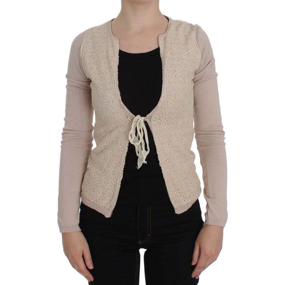 PINK MEMORIES Pink Floral Lace Wrap Sweater
