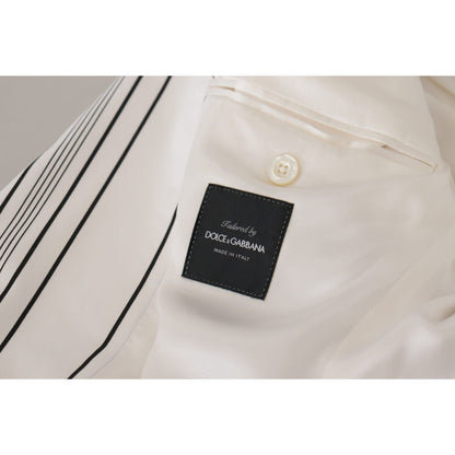 Dolce & Gabbana White Stripes Cotton Single Breasted Blazer