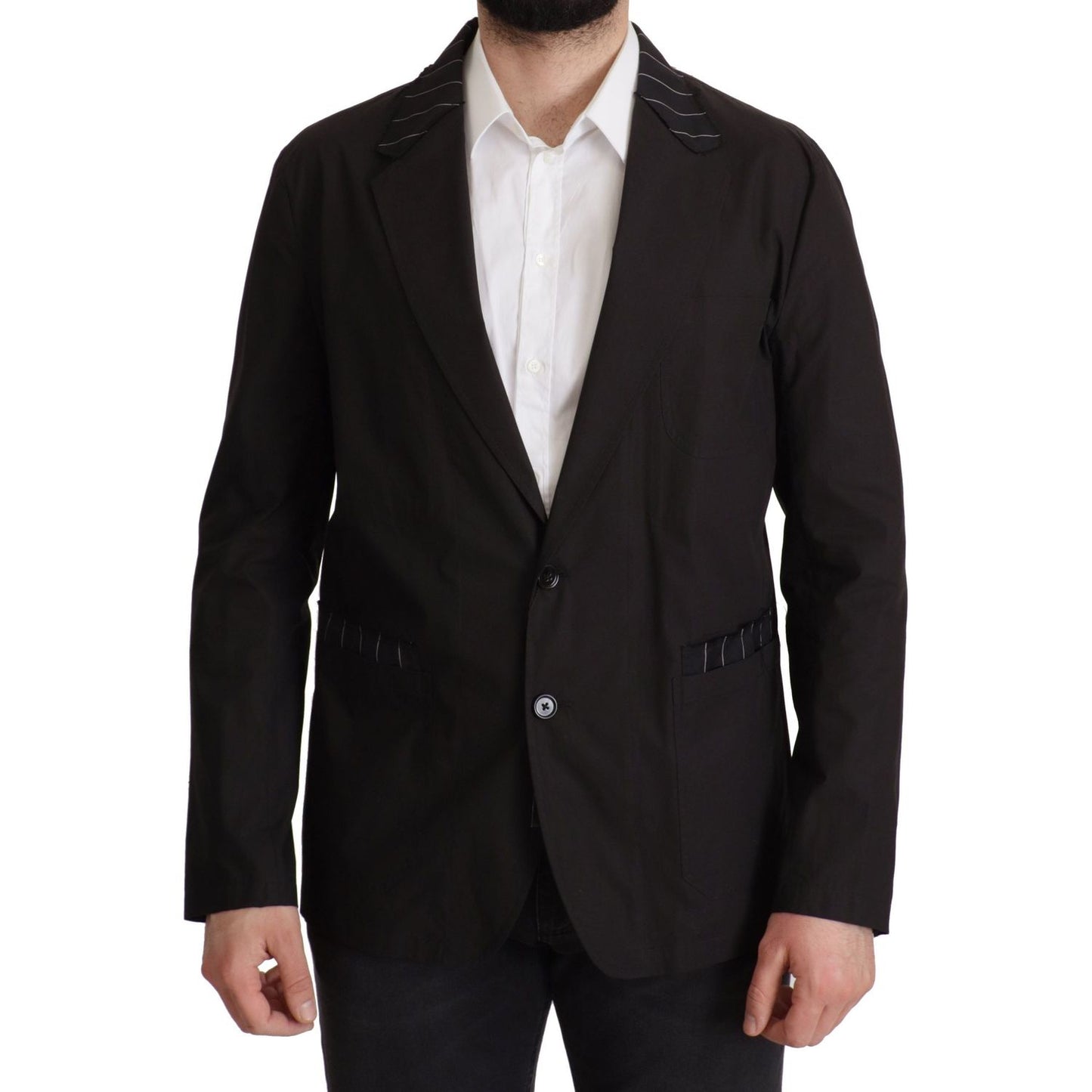 Dolce & Gabbana Black Cotton Single Breasted Blazer Jacket JKT3414- 52