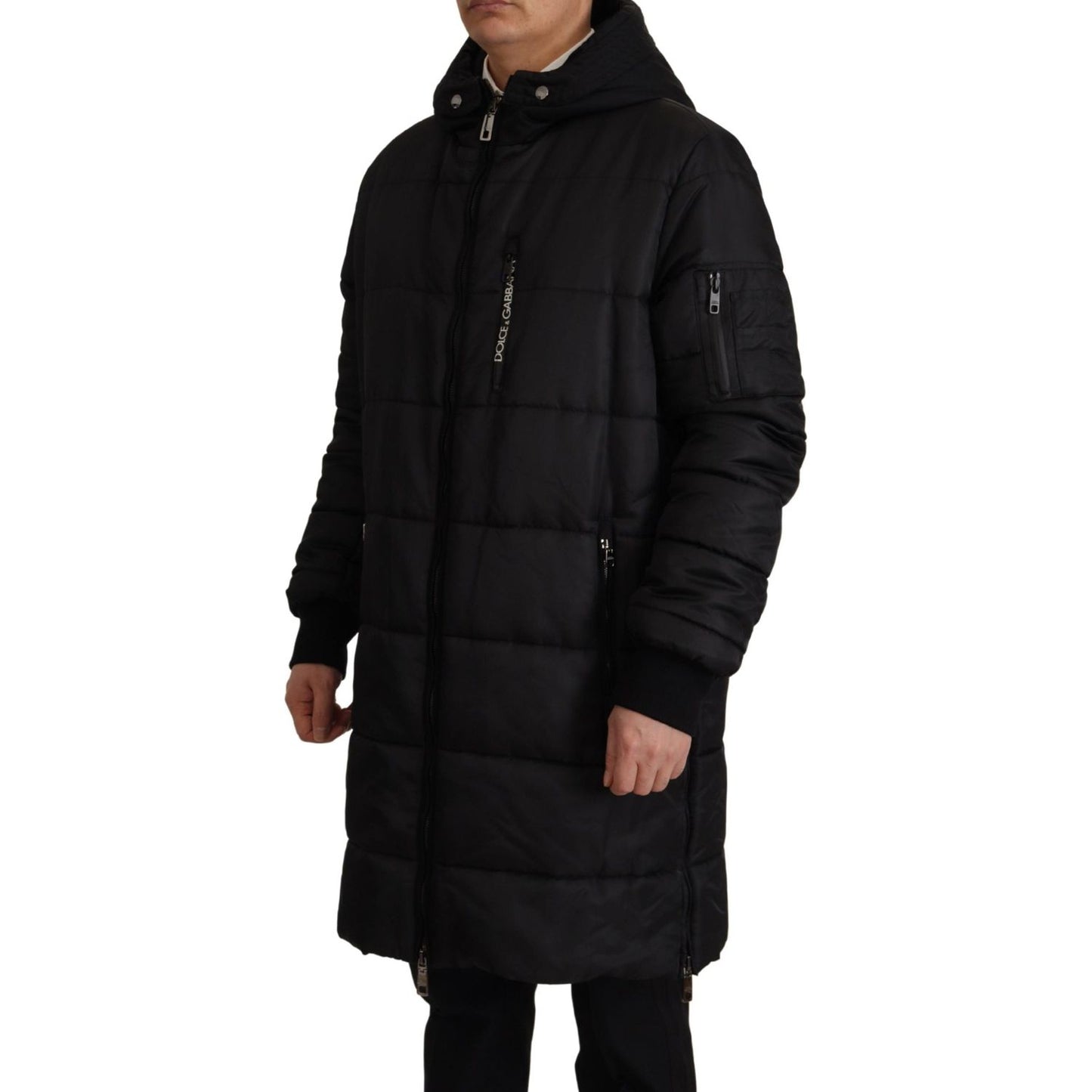 Dolce & Gabbana Black Nylon Hooded Parka Coat Winter Jacket JKT3369- 46