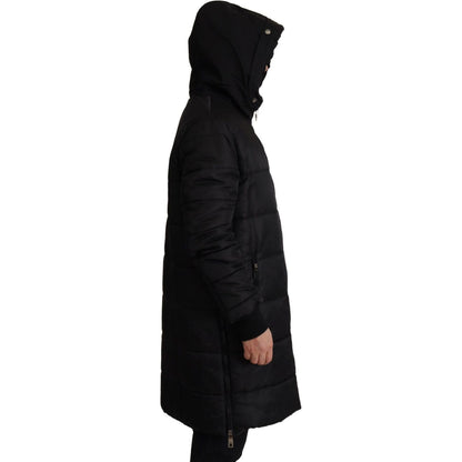 Dolce & Gabbana Black Nylon Hooded Parka Coat Winter Jacket