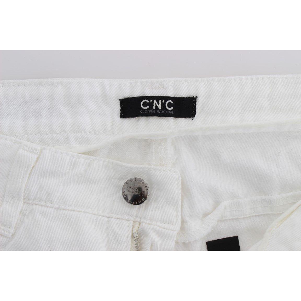 Costume National White Cotton Slim Fit Denim Bootcut Jeans