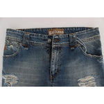 John Galliano Blue Wash Cotton Boyfriend Fit Cropped Jeans