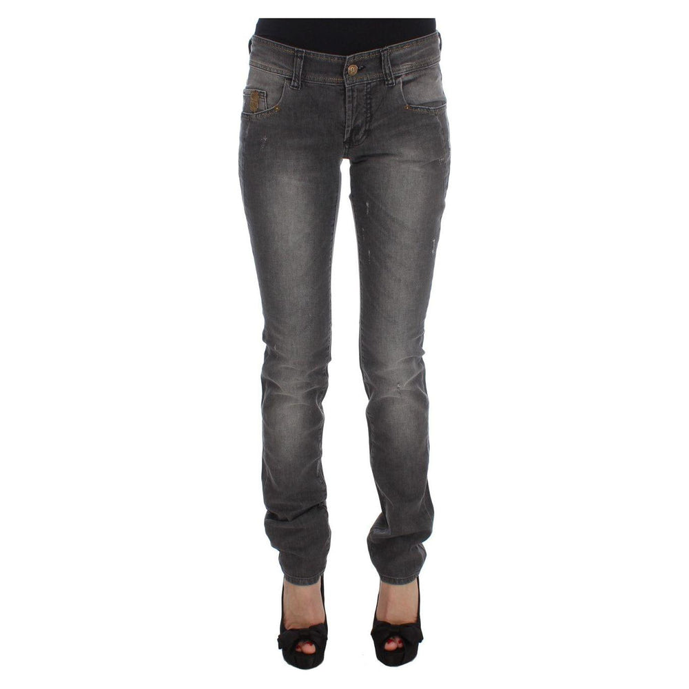 John Galliano Gray Wash Cotton Blend Slim Fit Stretch Jeans