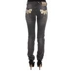John Galliano Gray Wash Cotton Blend Slim Fit Stretch Jeans