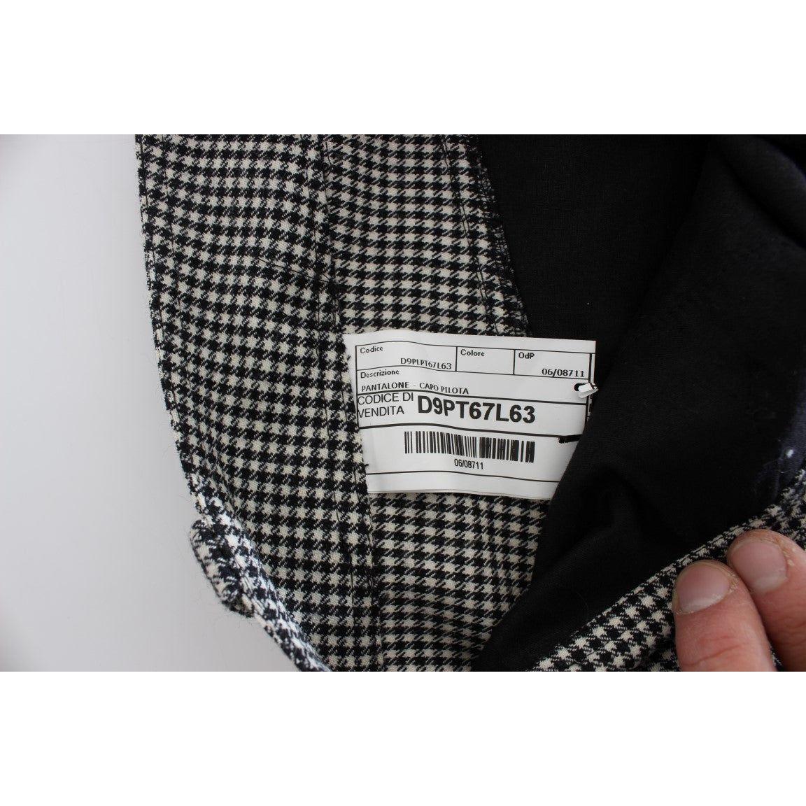 بنطلون Ermanno Scervino الأنيق ذو المقاس العادي باللونين الأبيض والأسود