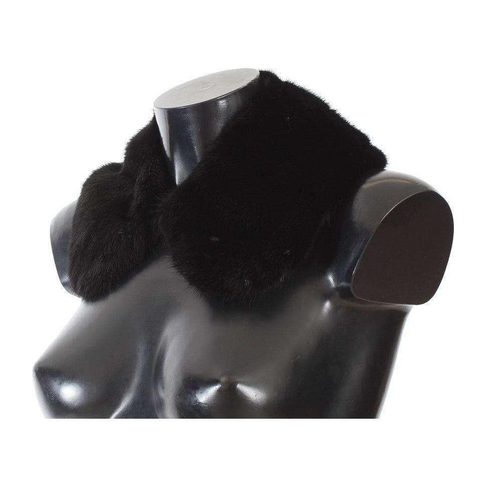Dolce & Gabbana Black Mink Fur Shoulder Collar Scarf