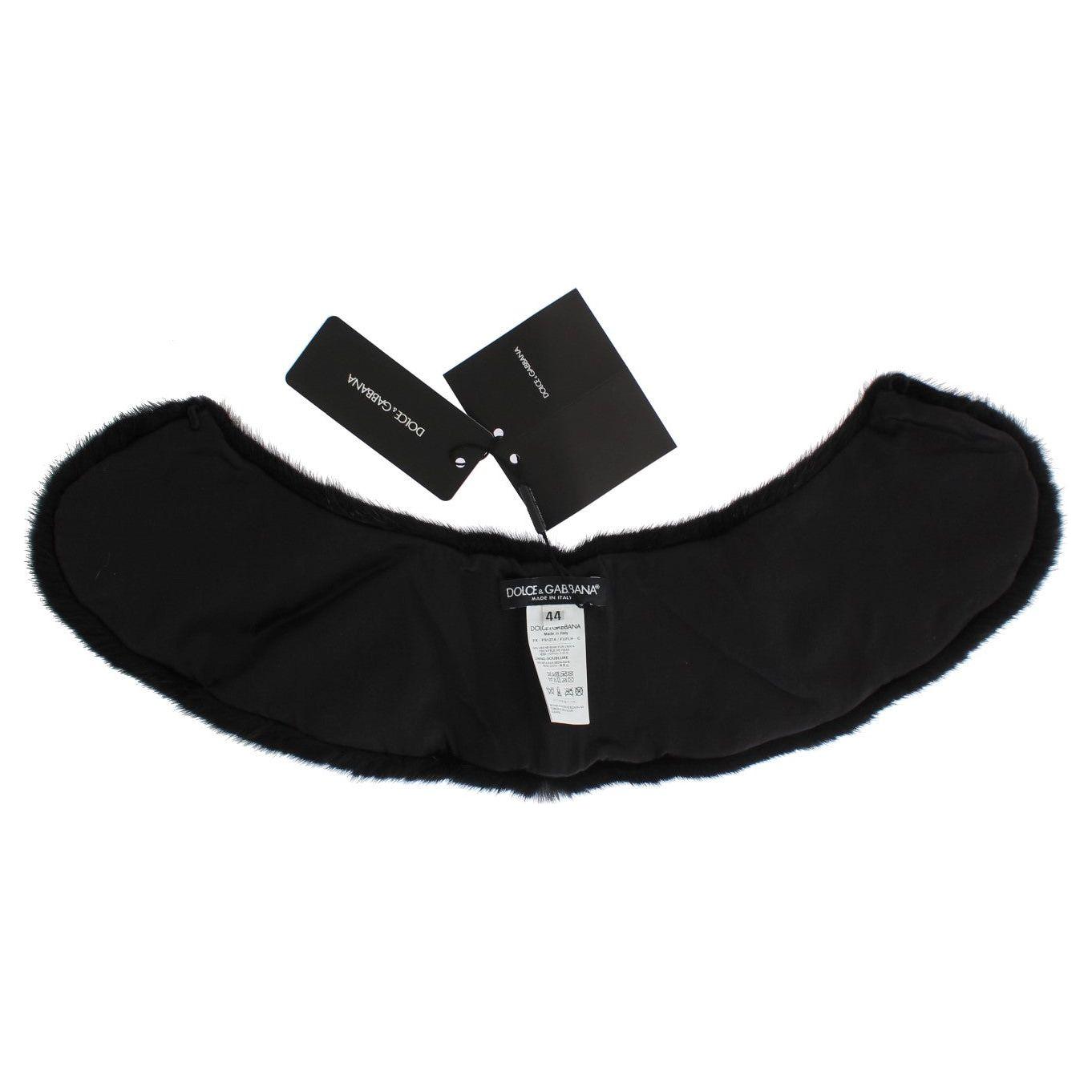 Dolce & Gabbana Black Mink Fur Shoulder Collar Scarf