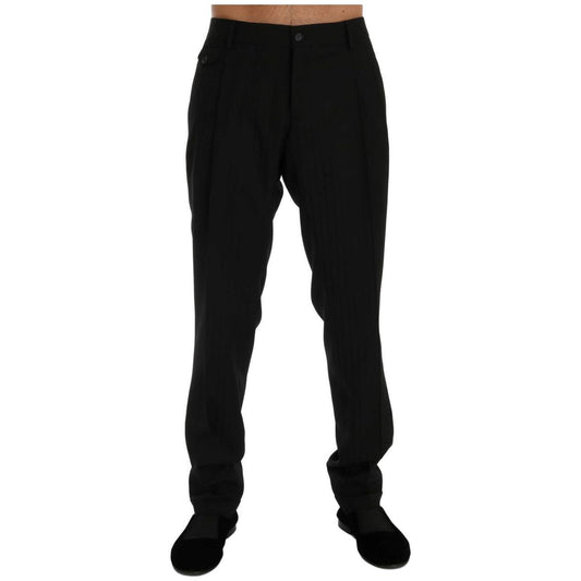 Dolce & Gabbana Black Striped Wool Stretch Pants PAN60381-54