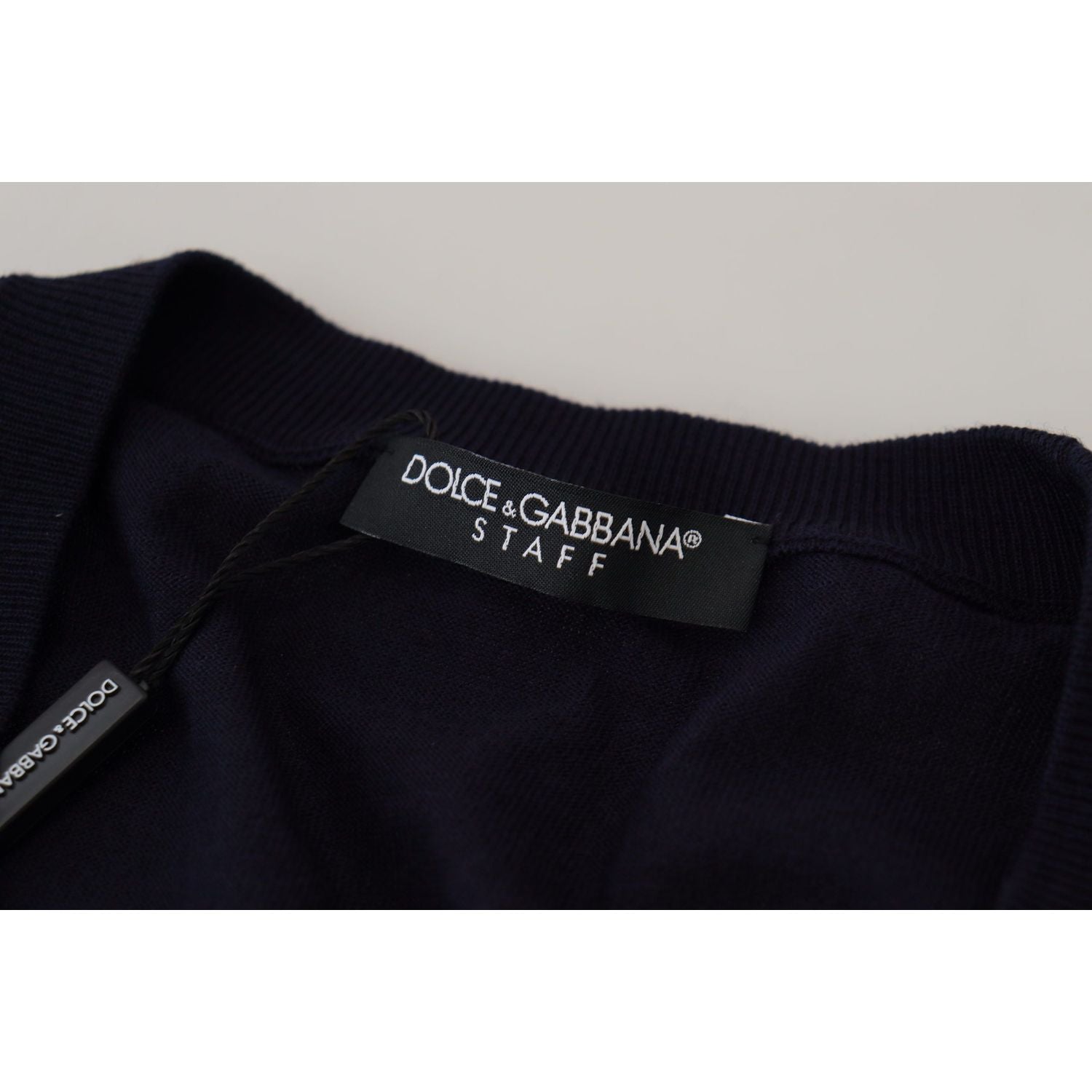 Dolce & Gabbana Blue Wool STAFF Down Cardigan Sweater