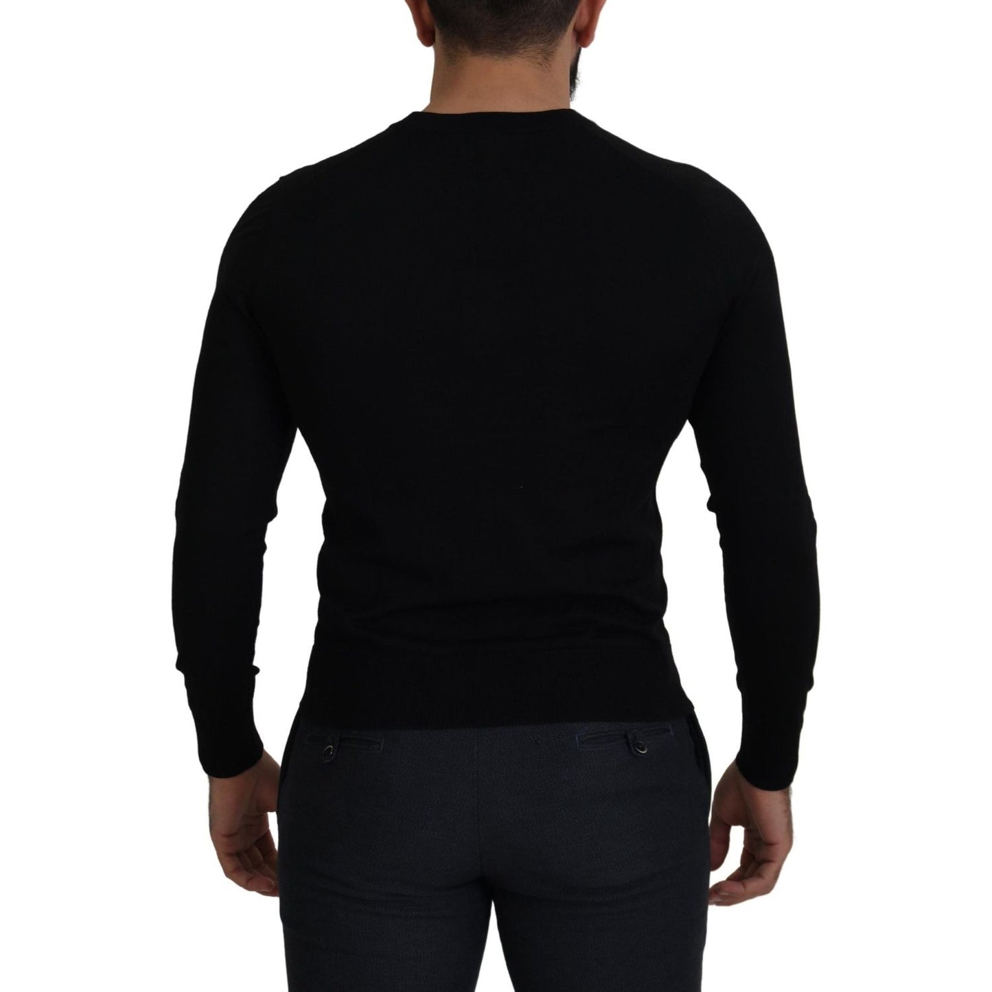 Dolce & Gabbana Black Wool Button Down Cardigan Sweater