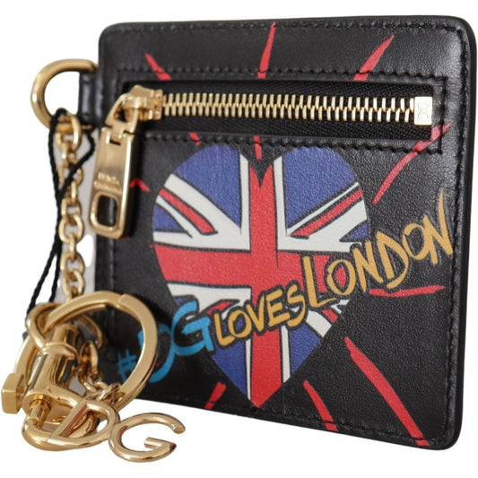 Dolce & Gabbana Black Leather #DGLovesLondon Keyring Cardholder Coin Case VAS130609