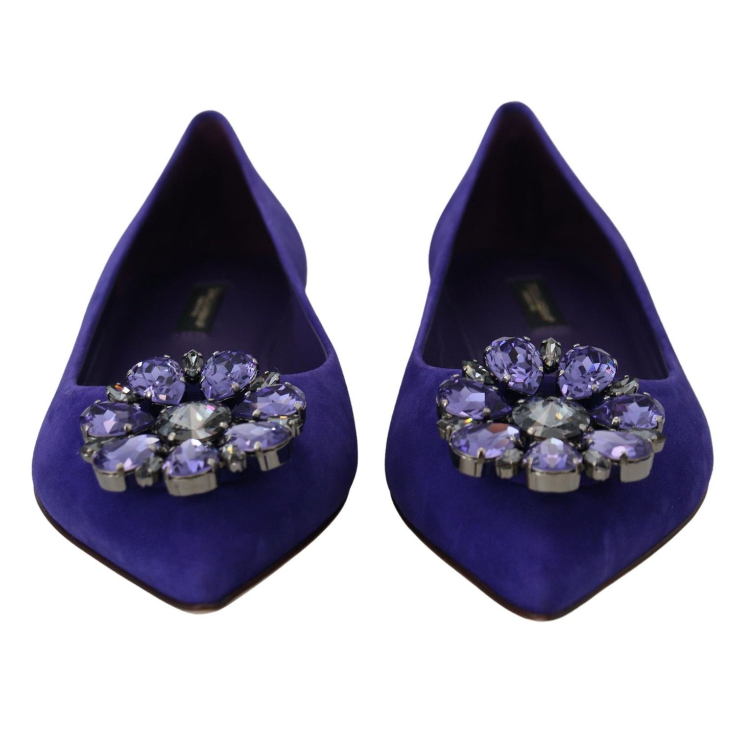Dolce & Gabbana Purple Suede Crystals Loafers Flats Shoes