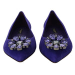 Dolce & Gabbana Purple Suede Crystals Loafers Flats Shoes
