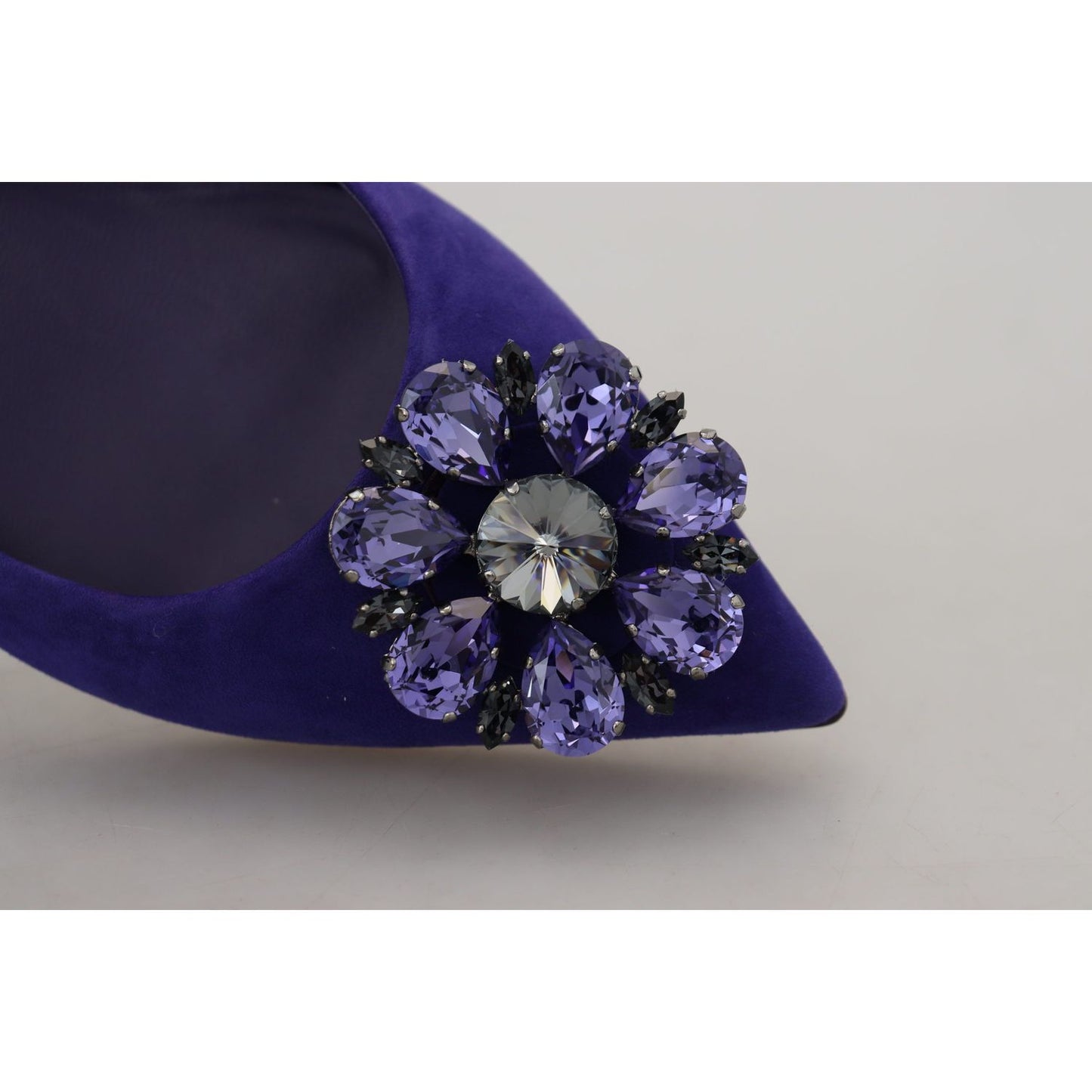 Dolce & Gabbana Purple Suede Crystals Loafers Flats Shoes