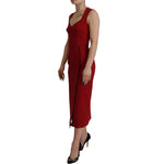 Dolce & Gabbana Red Sweetheart Neck Bodycon Midi Dress