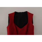 Dolce & Gabbana Red Sweetheart Neck Bodycon Midi Dress