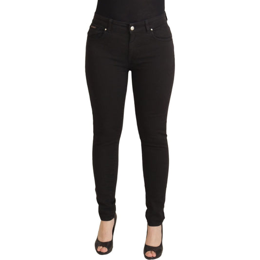 Dolce & Gabbana Black Mid Waist Skinny Denim Cotton Jeans