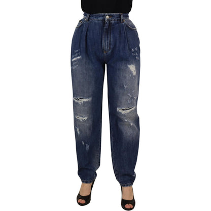 Dolce & Gabbana Blue Washed High Waist Loose Fit Pants