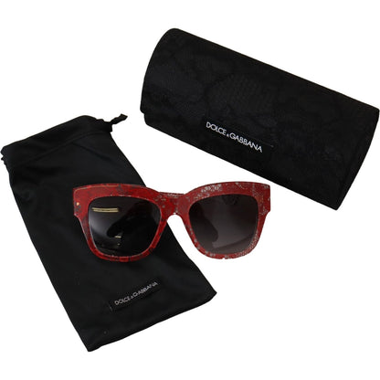 Dolce & Gabbana Red Lace Acetate Rectangle Shades DG4231Sunglasses