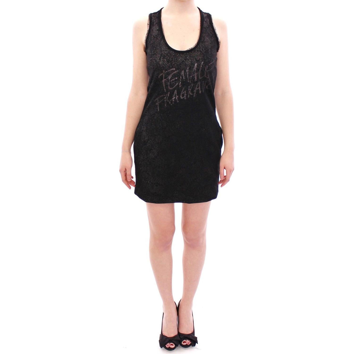 Ermanno Scervino Black Lace Lined Stretch Mini Dress