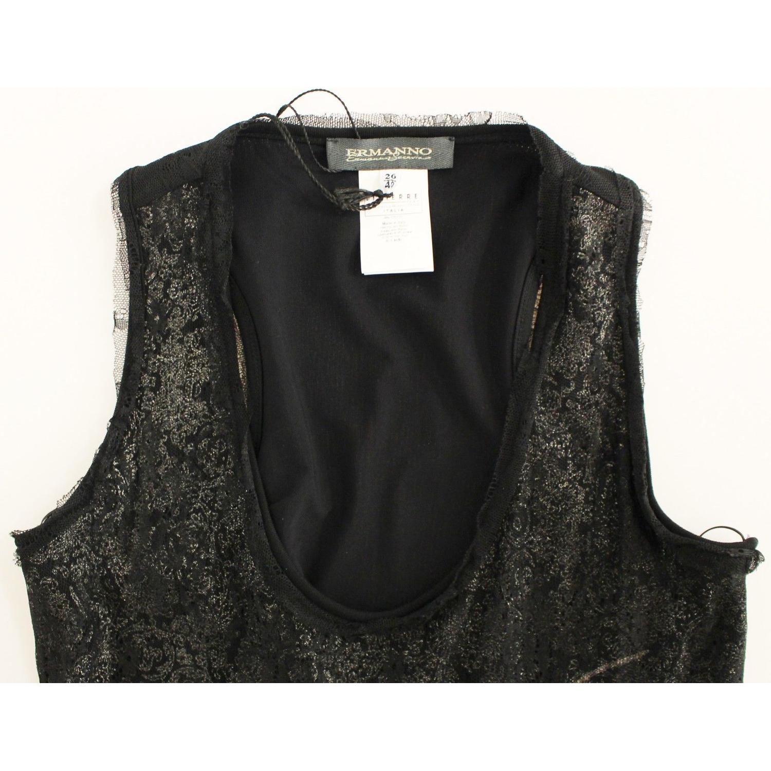 Ermanno Scervino Black Lace Lined Stretch Mini Dress