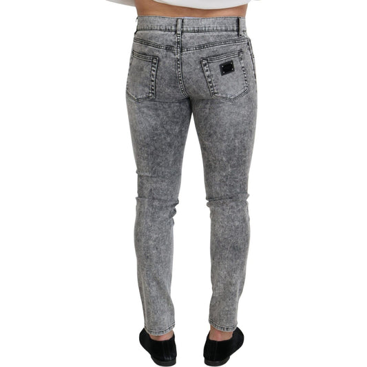 Dolce & Gabbana Gray Slim Fit Wash Stretch Cotton Denim Jeans