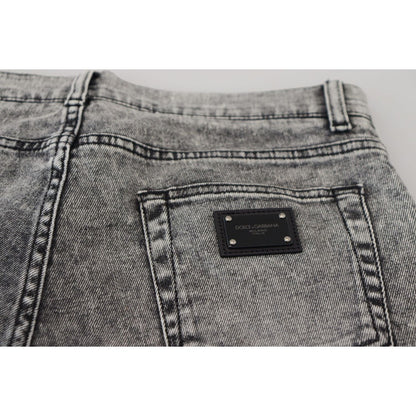 Dolce & Gabbana Gray Slim Fit Wash Stretch Cotton Denim Jeans