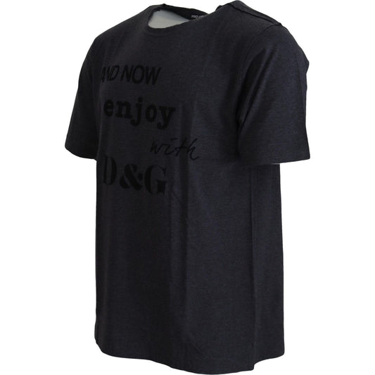 Dolce & Gabbana Gray Crewneck Cotton Short Sleeve T-shirt MAN T-SHIRTS