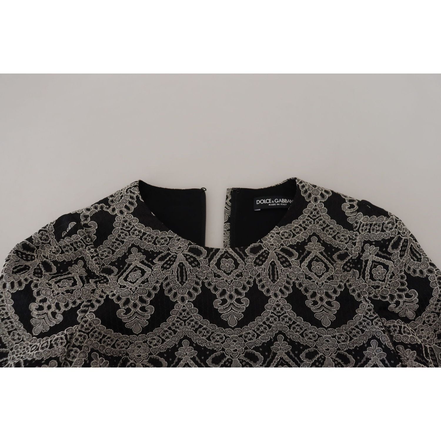 Dolce & Gabbana Black Gray Jacquard Sheath Bodycon Dress