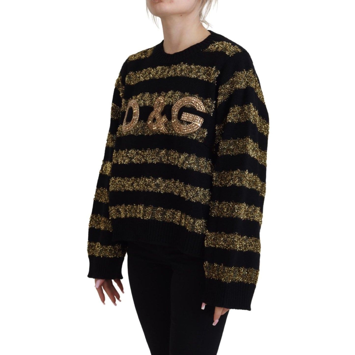 Dolce & Gabbana Black Gold D&G Crystal Cashmere Sweater