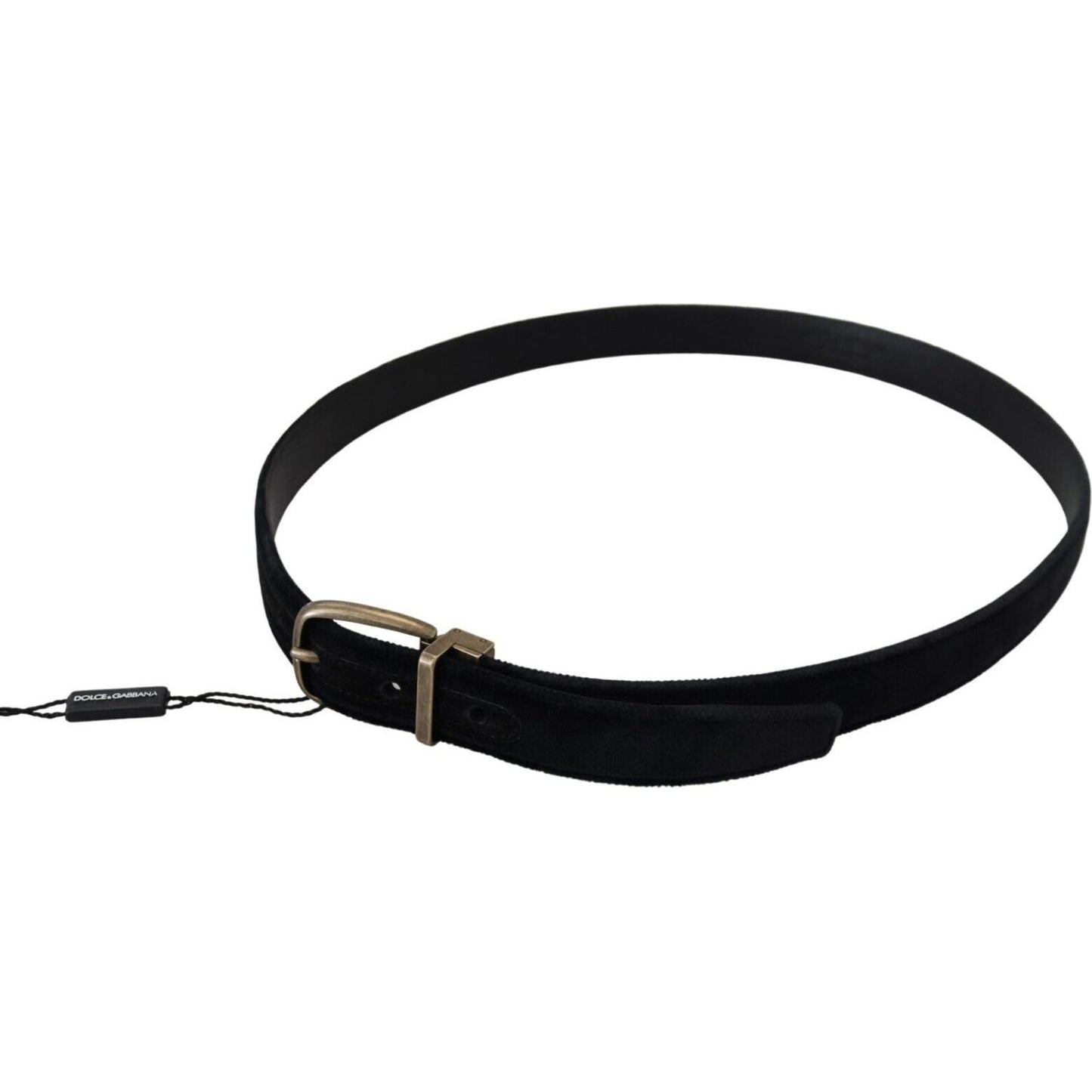 Dolce & Gabbana Black Velvet Leather Antique Metal Buckle BEL8909 - 38