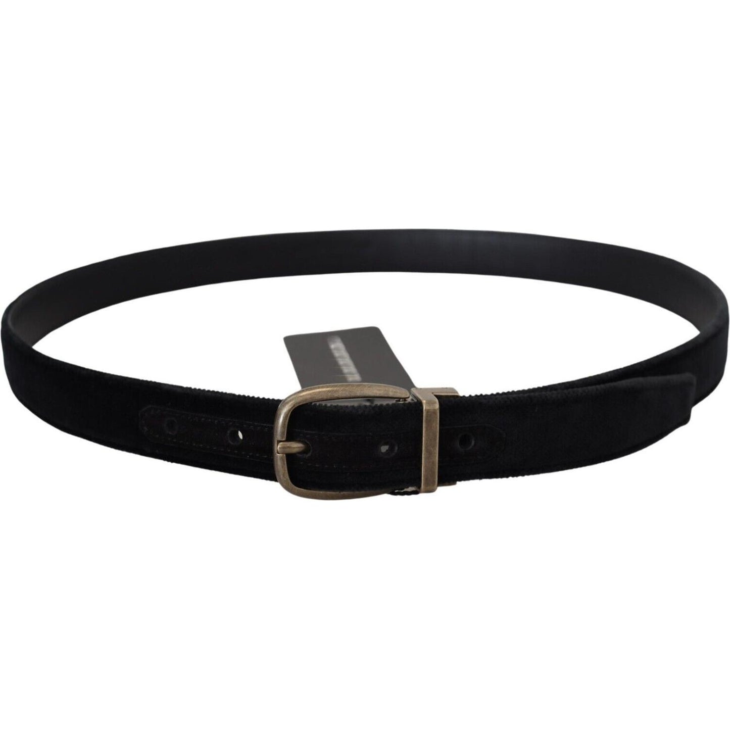Dolce & Gabbana Black Velvet Leather Antique Metal Buckle BEL8909 - 38