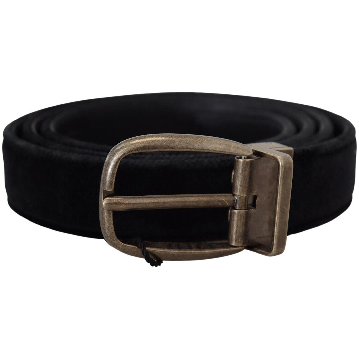 Dolce & Gabbana Black Velvet Leather Antique Metal Buckle BEL8909 - 38