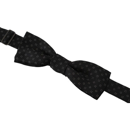 Dolce & Gabbana Black Silk Patterned Necktie Men Accessory Bow Tie