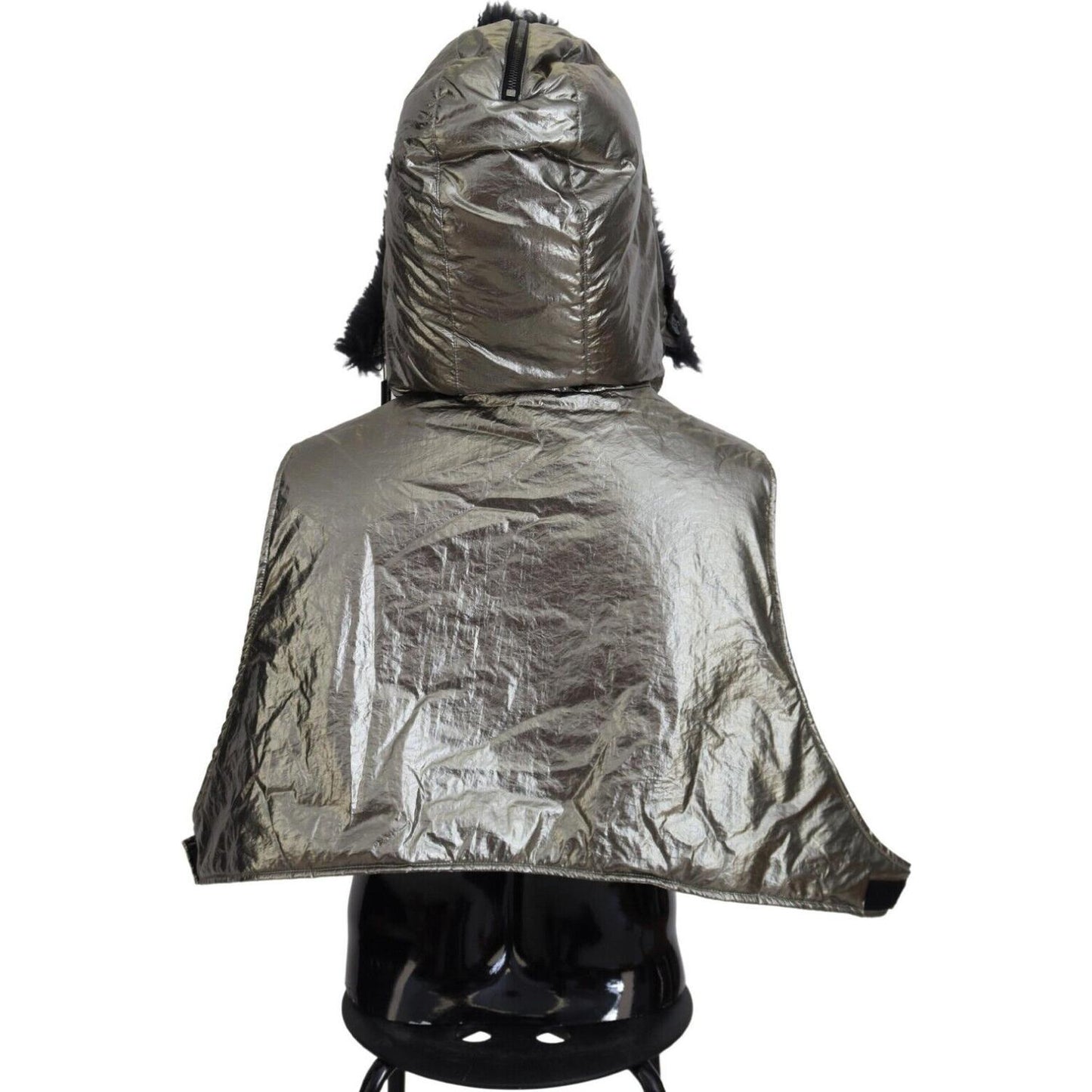 Dolce & Gabbana Silver Fur Whole Head Wrap Men Capello Nylon Hat