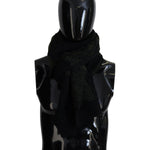 Dolce & Gabbana Elegant Wool Scarf in Black & Green Dolce & Gabbana Black
