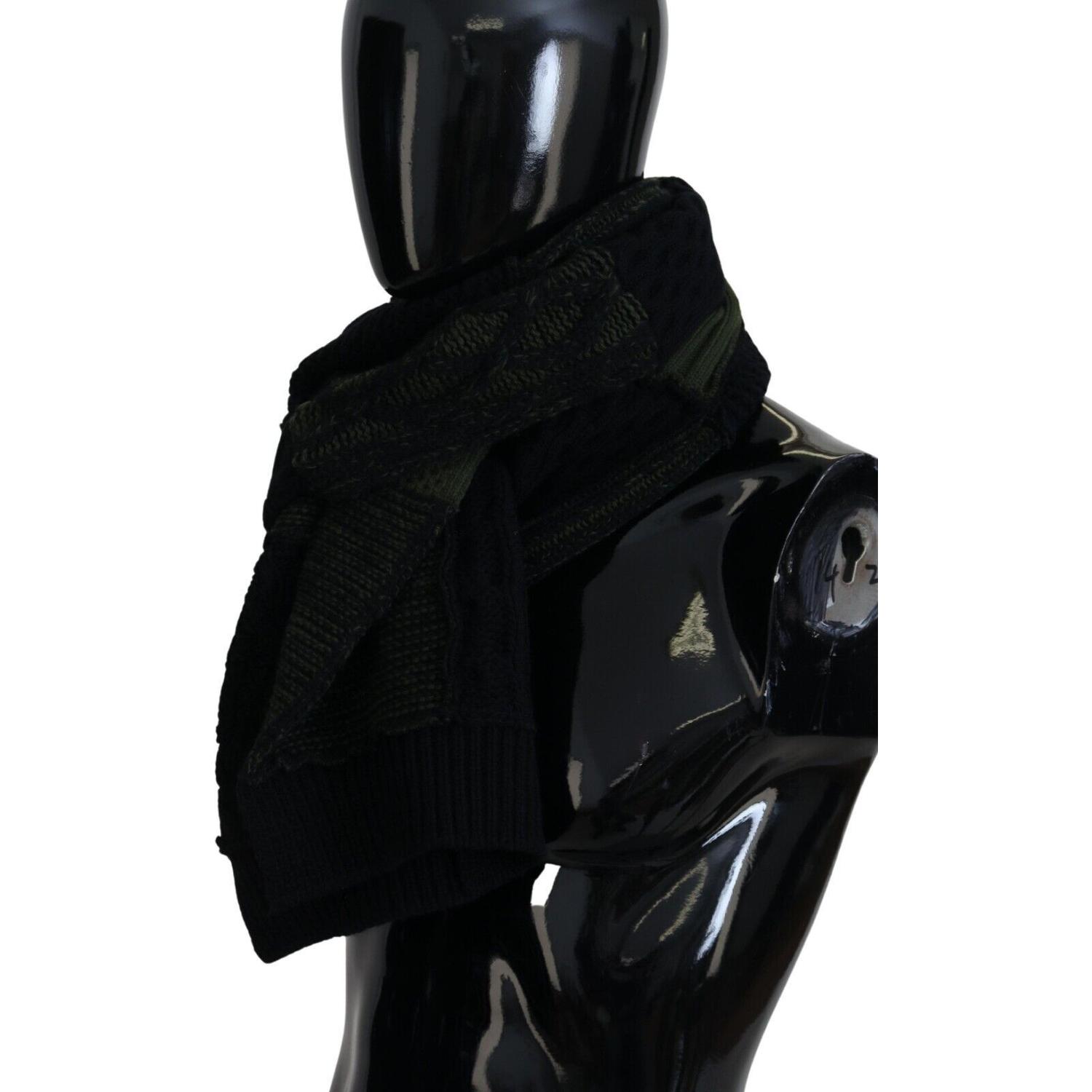 وشاح صوف أنيق من دولتشي آند غابانا باللونين الأسود والأخضر