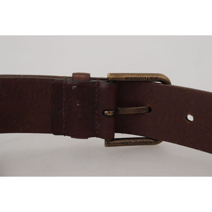 Dolce & Gabbana Brown Leather Gold Metal Buckle Carabiner Belt