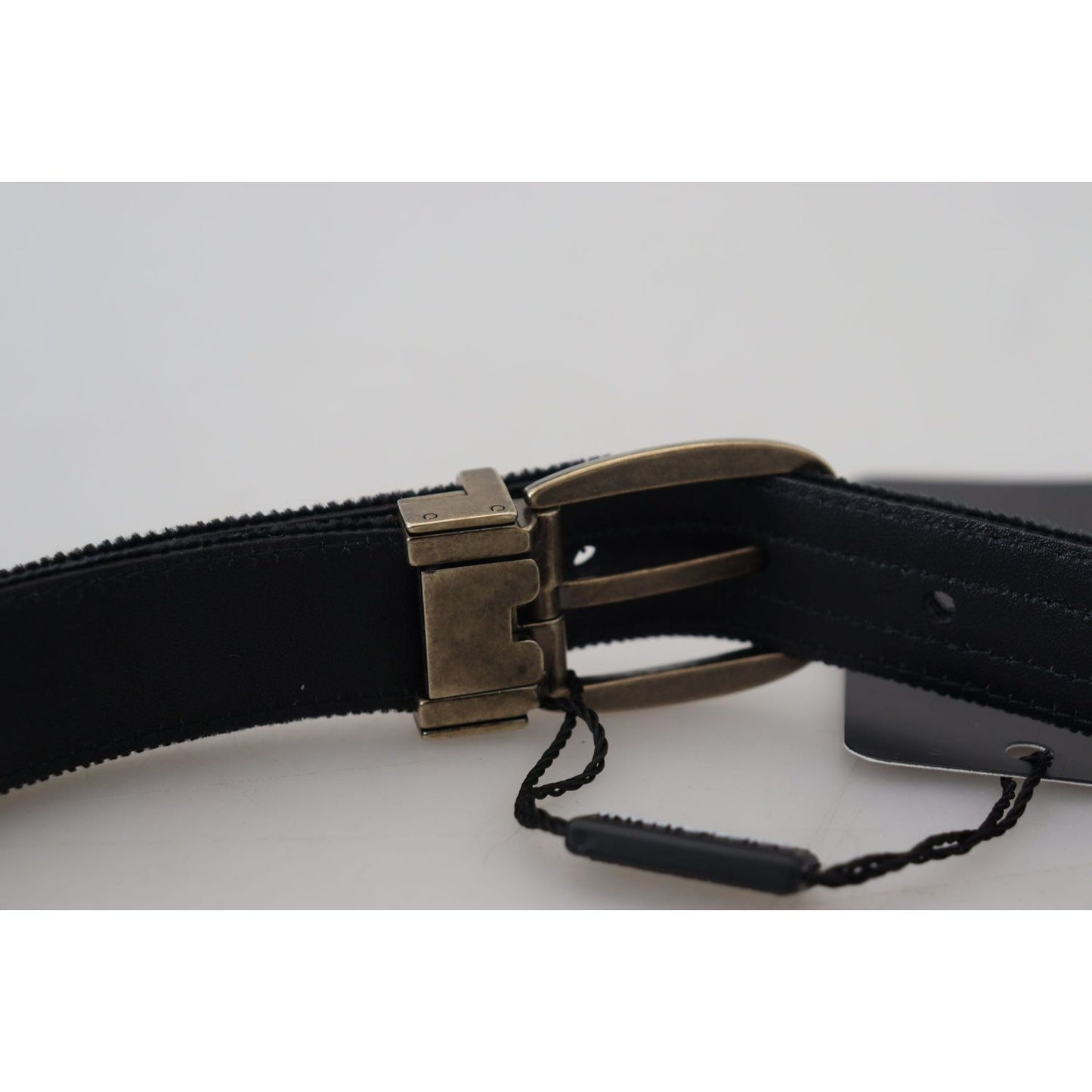 Dolce & Gabbana Black Velvet Leather Antique Metal Buckle BEL8909 - 38