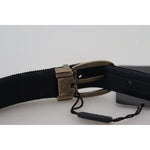 Dolce & Gabbana Black Velvet Leather Antique Metal Buckle BEL8909 - 38