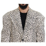 Dolce & Gabbana White Leopard Single Breasted Coat Blazer JKT3445 - 50