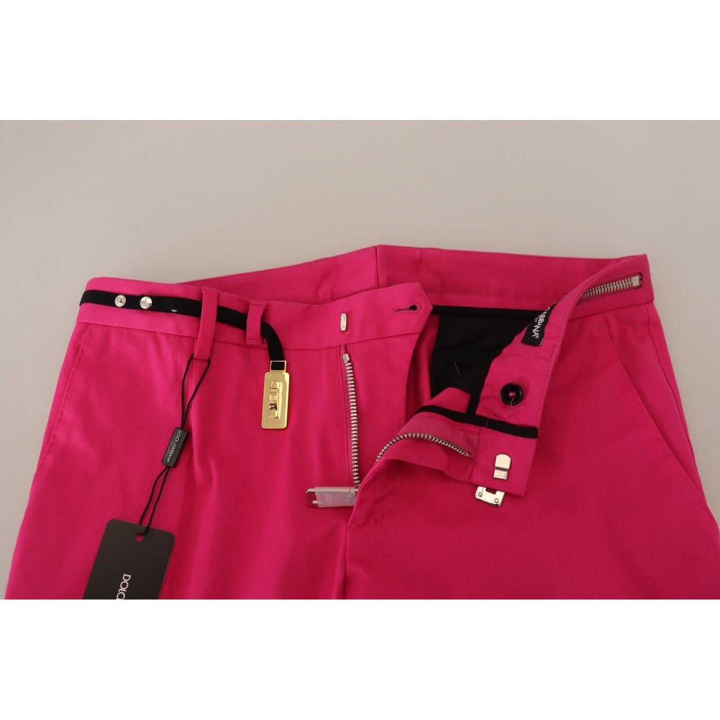 Dolce & Gabbana Pink Zipper Buckle Waist Trousers Pants