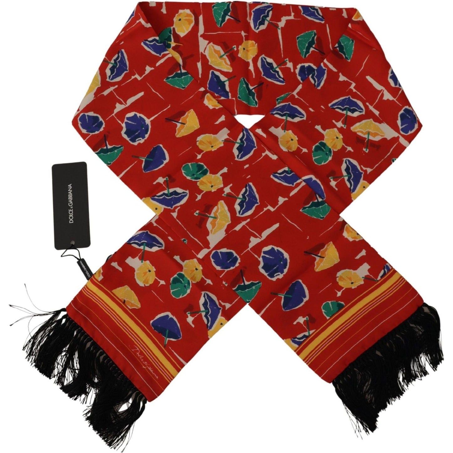 Dolce & Gabbana Multicolor DG Umbrellas Print Shawl Fringe Scarf