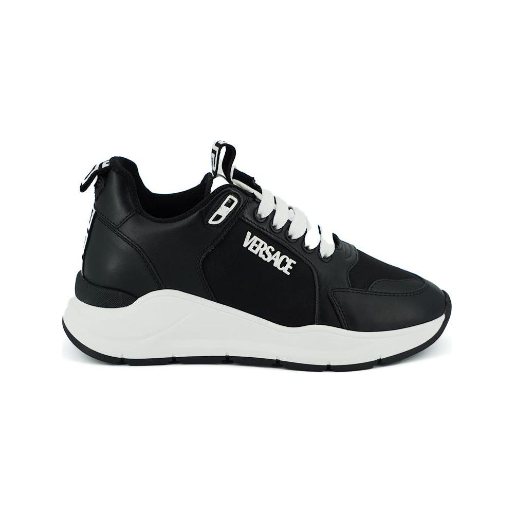 Versace Elegant Monochrome Leather Sneakers