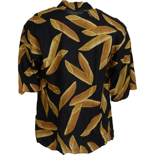 Dolce & Gabbana Black Casual Penne Rigate Linen Casual Shirt
