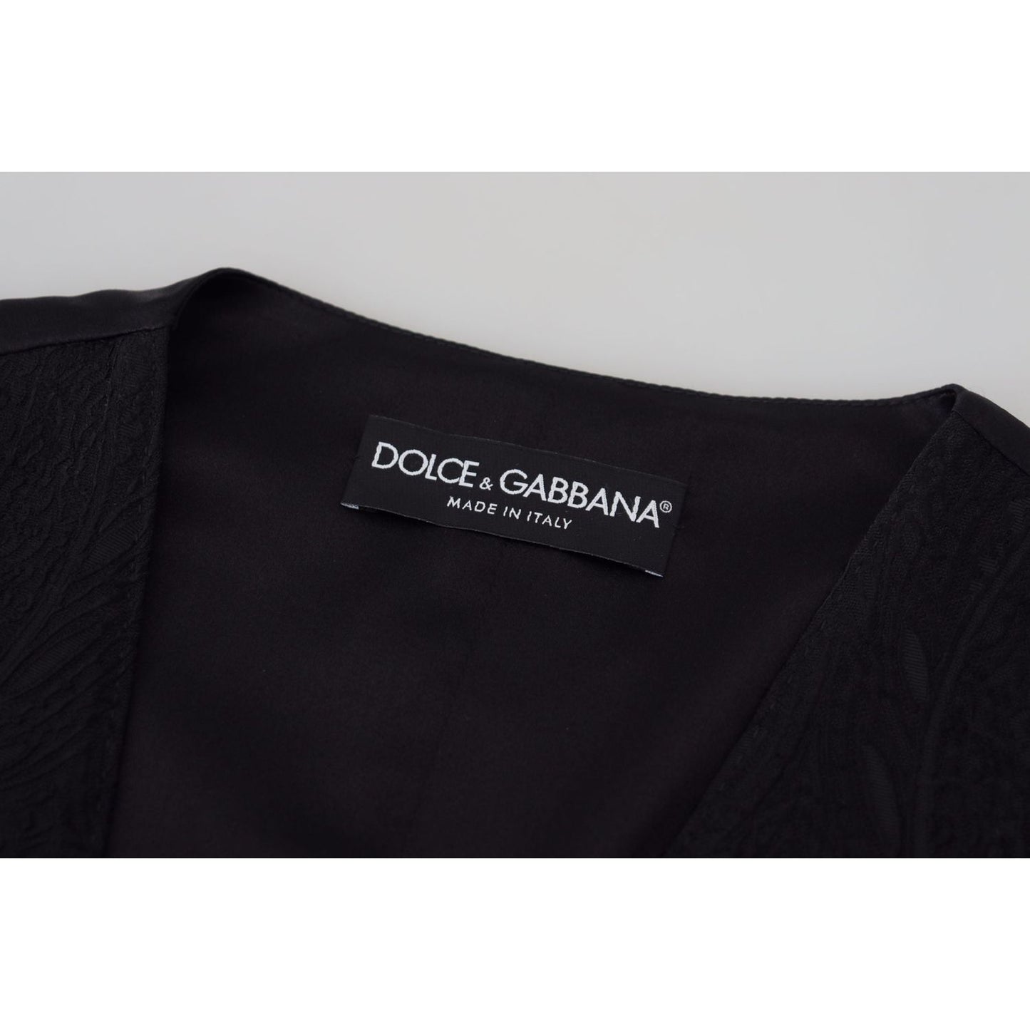 Dolce & Gabbana Black Brocade Button Down Sleeveless Vest Top 1728,67345645728,Black,Clothing,Dolce & Gabbana,IT40|S,Material: 59% Virgin Wool 37% Silk 4% Elastane,New with tags,Suits & Blazers - Clothing,Vests - Women - Clothing,Waistcoats - Suits & Blaz